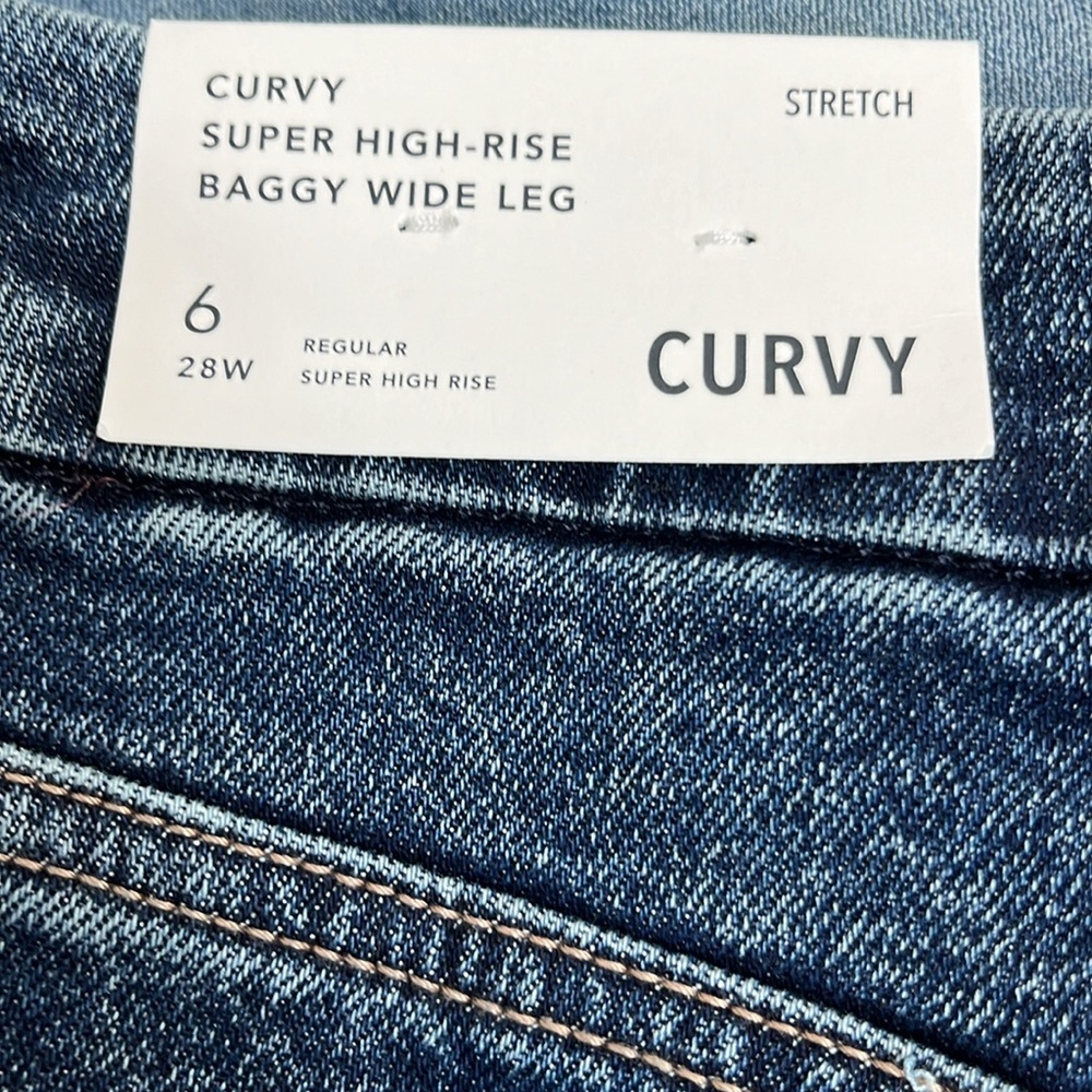 American Eagle Curvy Super High Rise Baggy Blue Women Jeans Size 28 / 6 New - Picture 5 of 11